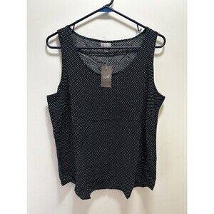 J. Jill Women's Lot Of 2 Tanks Brown & Black Swiss Dot Pullover Rayon PL NWT